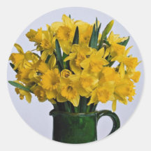 Inspiring Daffodils in green vase Stickers