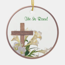 Inspiring Easter Lilies & Wooden Cross Ornament