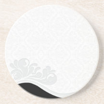 Inspiring Grey floral and damask pattern Beverage Coasters
