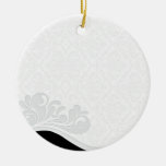 Inspiring Grey floral and damask pattern Christmas Ornament