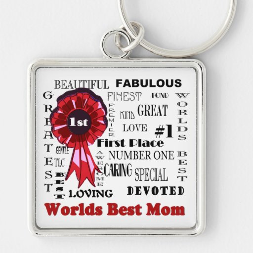 Inspiring Word Collage Worlds Best Mom Key Ring Keychain