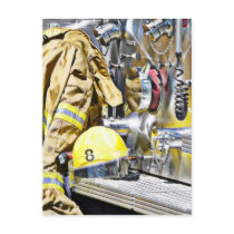 Intense - Fireman Gear and Fire Truck Post Card