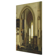 Intérieur d'une église avec des figures, 1685 toile tendue sur châssis