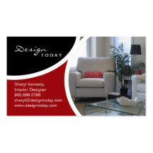 Interior Design Staging Modern Business Card Red