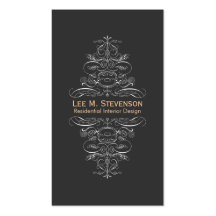 Interior Designer Ornate Swirl Motif Black Business Card Templates