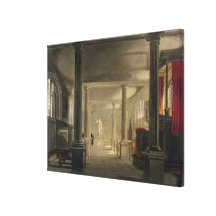 Interior of the Law School, Cambridge, from 'The H Stretched Canvas Print