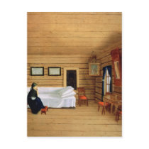 Interior with a seated woman post card