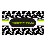 Interiors black, white, green damask business card