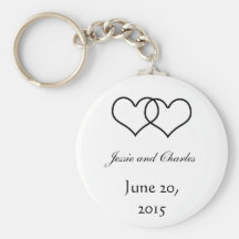 Interlocked Hearts - Black and White Keychains