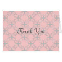 Interlocking Hearts Flower Grey Thank You Note Greeting Card