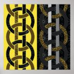 Interlocking Rings in Gold and Black Print