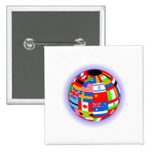 international flags globe earth pinback buttons