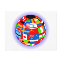 international flags globe earth postcard