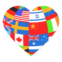 international flags globe earth sticker