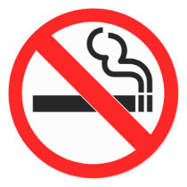 International official symbol no smoking sign round sticker