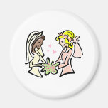 Interracial Lesbian Brides Fridge Magnets