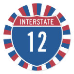 Interstate 12 round sticker