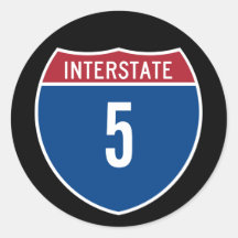 Interstate 5 round stickers