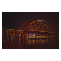 Interstate Bridge Fishing Pier Night Custom Stationery