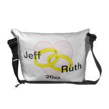 Intertwined Wedding Rings & Heart Messenger Bags