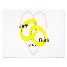 Intertwined Wedding Rings & Heart Photo Print