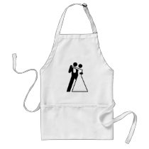 Int'l Sign for Bride & Groom Aprons
