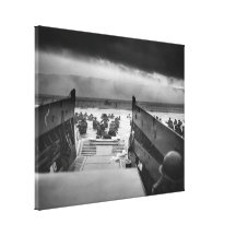 Into The Jaws Of Death LCVP World War II Omaha Stretched Canvas Print