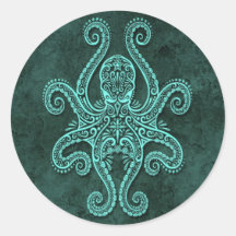 Intricate Blue Stone Octopus Sticker