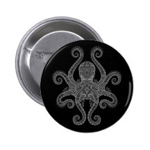 Intricate Dark Octopus Buttons