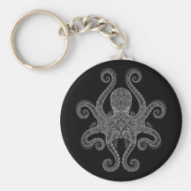 Intricate Dark Octopus Key Chain