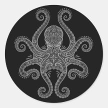 Intricate Dark Octopus Stickers