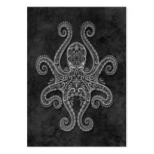 Intricate Dark Stone Octopus Business Card