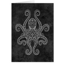 Intricate Dark Stone Octopus Card