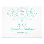 Intricate Flourish Light Blue Save The Date Personalized Invites