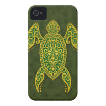Intricate Golden Green Sea Turtle iPhone 4 Case-Mate Case