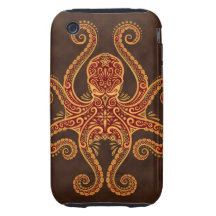 Intricate Golden Red Octopus Tough iPhone 3 Cover