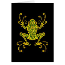 Intricate Green and Black Tree Frog Cards