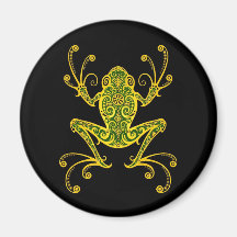 Intricate Green and Black Tree Frog Magnet