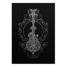 Intricate Guitar on Steel Mesh Business Cards