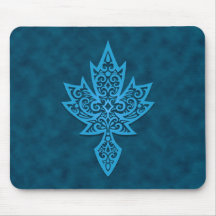 Intricate Maple Leaf - blue Mousepad