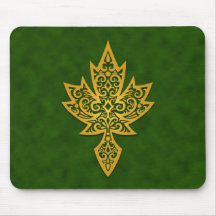 Intricate Maple Leaf - green Mouse Pad