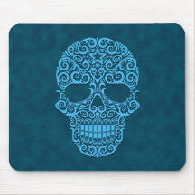 Intricate Sugar Skull - blue Mousepad