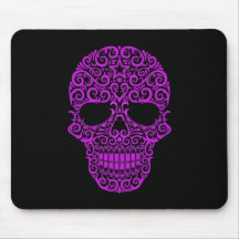 Intricate Sugar Skull – purple & black Mouse Pad