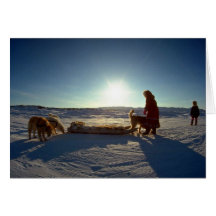 Inuit girls with their team, Pelly Bay Greeting Cards