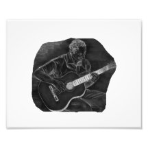 invert acoustic guitar player sit grey photographic print