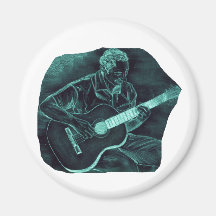 invert acoustic guitar player sitting pencil sketc fridge magnets