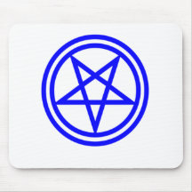 Inverted Blue Pentagram Mouse Pads