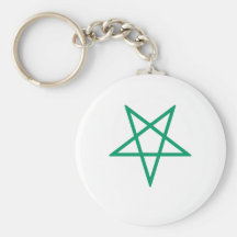 Inverted Green Pentagram Keychains