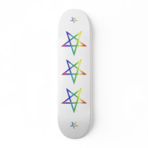 Inverted rainbow pentagram skateboard