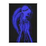 Inverted Sideways Angel in Black and Blue canvas prints